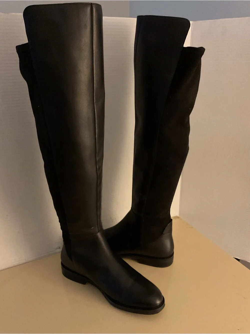 Cole Haan women black leather suede tall Over-the-Knee boots US 8.5